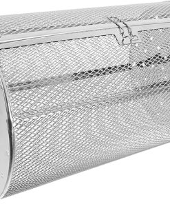 Rotatable Stainless Steel Grill Basket for Air Fryer Oven Versatile Cooking Tool with Unique Door Design for Nuts Bbq and Family Gatherings