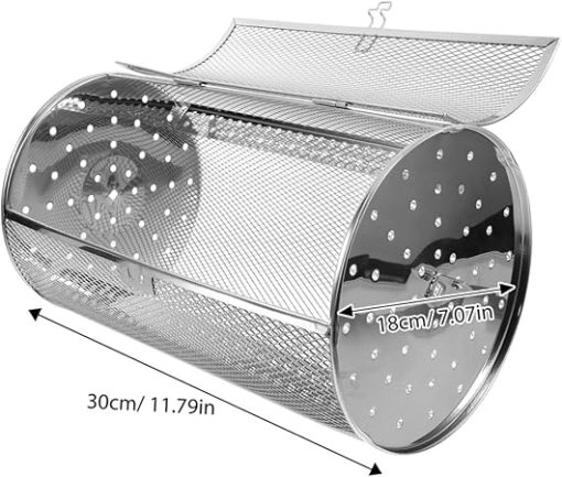 Stainless Steel Rolling Bbq Basket Versatile Oven Rotisserie Cage for Even Roasting of Nuts Vegetables Meats Durable Easy to Assemble Grill Tool for Kitchen Use - Image 2