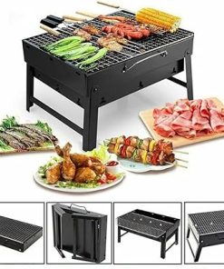 Barbecue Charcoal Grill- Foldable BBQ Grills Patio Barbecue Charcoal Grill Stove Stainless Steel Outdoor Camping Picnic Barbecue BBQ Accessories Tools 2