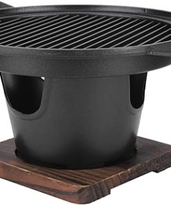 Indoor BBQ Grill, Smokeless Korean Barbecue Stove, Cast Iron Mini Grill with Non‑stick Pan Portable Barbecue Charcoal Stove for Indoor Outdoor Camping Home Picnic BBQ for Friends Party