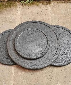 Redondo Comal De Piedra Volcánica Para Asar Carne, Volcanic Stone Comal with Edge Bundle Volcanic Stone, Tabletop Grilling Stones Craftsmanship, For BBQ Cooking Meat (25cm) 2
