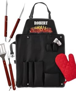 Let's Make Memories Personalized Grill Set - 7 Tools - King of The Grill - for Grill Masters - for Him – for Dad - for Father's Day - Grill Accessories - BBQ Tools - Customize with Name
