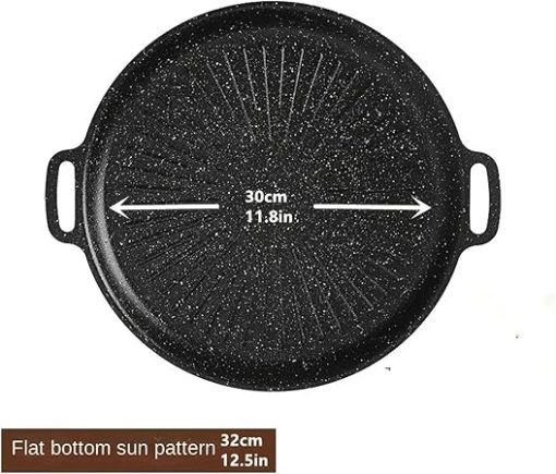 BBQ Cast Iron Roasting Pan Large Oval Non-Stick Grill Plate Multi-Functional Mafan Stone Barbecue Tray Roasting with BBQ Steak Accessories(12.6inch Large Patte) - Image 2