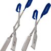 BBQ Tong Set (Two Pack) Combo,13 & 17 In Shark BBQ Grill Tongs and Meat Turners for Barbecue Grilling on Gas & Charcoal Grills - (Two Blue)