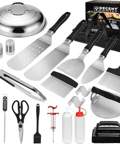 30pcs Griddle Accessories Kit for Blackstone Professional Flat Top Grill Tools, BBQ Spatula Gift Set with Basting Cover, Burger Press, Meat Injector, Thermometer, Tongs for Camping Backyard Teppanyaki