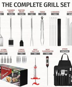 Griddle Accessories Kit Heavy Duty Grill Set for Outdoor Camping,Grilling Gifts for Men,Flat Top Grill Accessories with Spatula,Fork,Brush,Thermometer,Apron 26PCS 2
