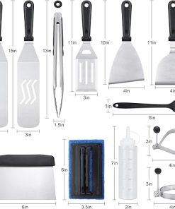 Blackstone Griddle Accessories Kit,16pcs Flat Top Grill Accessories Set for Blackstone and Camp Chef with Spatula,Scraper,Griddle Cleaning Kit &Carry Bag,Great for Outdoor BBQ & Teppanyaki and Camping 2