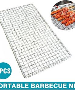 BBQ 30 * 45cm BBQ Camping Vegetables Seafood Cooking Net BBQ Tools Galvanized Iron Grill Meshes Outdoor Accessories 2