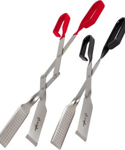 Shark BBQ Tongs Set (Two Pack) 13 & 17 In Grill Tongs and Meat Turners for Barbecue Grilling on Gas & Charcoal Grills - Red & Black