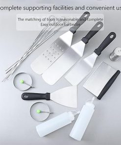 NEFSO Deluxe BBQ Tool Set, All in One BBQ Tool Set, Contains 14 Stainless Steel BBQ Grilling Tools, Enlarged Spatulas, Basting Cover, Scraper, Tongs, Grill Spatula Kit for Outdoor BBQ 2