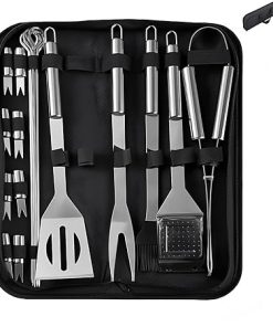 3 Piece BBQ Accessories Stainless Steel BBQ Tools Grilling Tool Set with Storage Bag for Father's Day Dad Birthday Gift - Camping BBQ Utensil Set, Ideal BBQ Gift for Men and Dad Women(18-Piece Set)