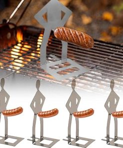 4 PCS Funny BBQ Stand Man Hot Dog Holder-Reusable Stainless Steel Hotdog and Sausage Stand-Portable Hot Dog Roaster-Barbecue Grill Accessories-Ideal for Camping and Novelty Party Gifts (8pcs)