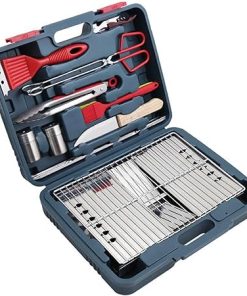 BBQ Grill Tools Set, Stainless Steel BBQ Accessories Utensils Set with Barbecue Grill Fire Pit & Storage Case, Grill Tools Set for Outdoor Camping Barbecue