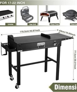 Portable Outdoor Grill Table, Folding Griddle Stand Cart BBQ Cart Solid and Sturdy for Camping Movable Kitchen Cooking Cart With Wheels Apply to Blackstone Griddle Weber Grill Ninja Woodfire 2