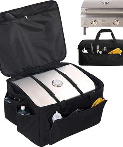 NOELIFE Grill Carry Bag for Cuisinart CGG-306 Chef's Style Tabletop Grill, Padded Portable Case with Pockets for Small Propane Cylinders & Outdoor Griddle Accessories, Water-Resistant (Bag Only)