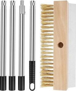 Pizza Stone Brush | Brass Pizza Brush 149cm with Bristles,Heat Resistant Grill Cleaning Tool - Home Kitchens And Restaurants
