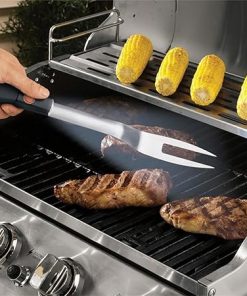 Stainless Steel BBQ Grill Tools Set with LED Lights – Detachable 3-Piece Outdoor Cooking Utensils (Fork, Spatula, Tongs) for Camping & Backyard Barbecue 2