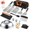 APLUSH 18PCS Griddle Accessories Kit, Flat Top Grill Accessories Set for Blackstone and Camp Chef, Grill Spatula Set Tools with Enlarged Spatulas, Basting Cover, for Grilling Camping Cooking