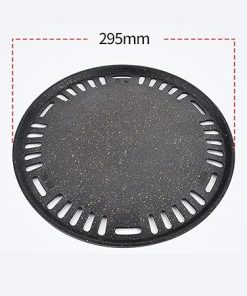 Round Iron Material Barbecue Grill Plate Kitchen Accessories Barbecue Pan for Indoor Outdoor Grilling 2