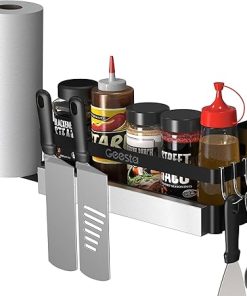 Geesta Upgraded Griddle Caddy for Blackstone 28"/36" Griddles/Weber Grill/Prep Cart, BBQ Grill Accessories Space Saver with Magnetic Tool Holder & Paper Towel Holder