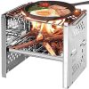 Grill Portable Folding Outdoor Wood Burning Stainless Steel Stove Picnic BBQ Grill Kebab Barbeque Cover Accessories Charcoal Grill Outdoor Picnic Patio Backyard Camping BBQ