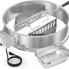 onlyfire Upgrade Stainless Steel Rotisserie Ring Kit for Weber 22-inch Kettle Charcoal Grills, Comes with Charcoal Baskets and 10 Pack Drip Pans