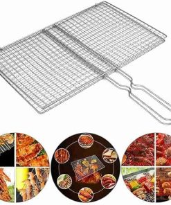 Grills 3pcs Triple Anti-Sticking Fish Basket, Metal Handle Accessories for Grill, Outdoor Tools 2