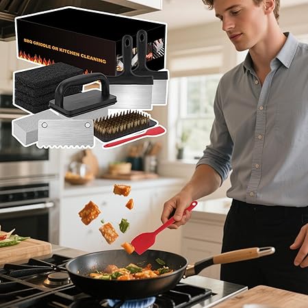 Cleaning Tool Kit | Griddle Cleaning Pads for Barbecue | Griddle Stone Cleaning Kit | Grilling Heavy-Duty Accessories | Multi-Use Cooking Utensils for Camping, Picnic, Beach 2 Cleaning Tool Kit | Griddle Cleaning Pads for Barbecue | Griddle Stone Cleaning Kit | Grilling Heavy-Duty Accessories | Multi-Use Cooking Utensils for Camping, Picnic, Beach - Image 2