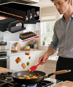 Cleaning Tool Kit | Griddle Cleaning Pads for Barbecue | Griddle Stone Cleaning Kit | Grilling Heavy-Duty Accessories | Multi-Use Cooking Utensils for Camping, Picnic, Beach 2