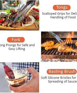 Grill Set, Heavy Duty BBQ Accessories, BBQ Tool Set Grill Accessories, Stainless Steel Grill Tools, Portable Grill Accessories for Gourmets, Barbecue Fans, Cooks 2