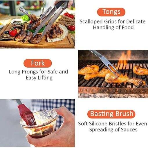 Grill Set, Heavy Duty BBQ Accessories, BBQ Tool Set Grill Accessories, Stainless Steel Grill Tools, Portable Grill Accessories for Gourmets, Barbecue Fans, Cooks - Image 2