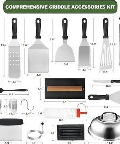 35PCS Griddle Accessories Kit, Flat Top Grill Accessories Set for Blackstone and Camp Chef, Grill Spatula Set with Enlarged Spatulas, Basting Cover, Scraper for Outdoor Barbecue 2