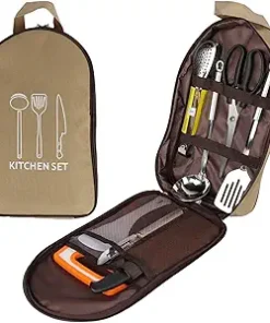 BBQ Grill Kit,BBQ Set Utensils, Stainless Steel Barbecue Grilling Accessories,BBQ Grill for Men Camping/BackyardBarbecue, Outdoor Cookware Set(9PCS)