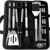 20Pcs Stainless Steel BBQ Tool Set Complete Accessories Kit with Spatula Tongs Forks for Outdoor Camping Barbecue