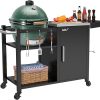 Outdoor Grill Table 44″ x 26″ Movable Pizza Oven Stand Foldable Double-Shelf Grill Cart Fit for 12/16inch Oven Ooni Ninja Woodfire Blackstone 3