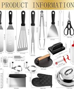 Supernal 46pcs Blackstone Griddle Accessories Upgraded Barbecue Presses Flat Top Grill Tools for Camp Chef Griddle Cover Salt and Pepper Shakers Grill Black Tools Set Enlarged Spatula Gift Set 2