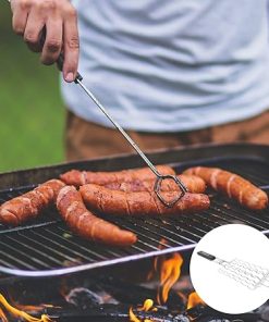 Cabilock 1Pc Sausage BBQ Mesh Foldable Grill Basket Shrimp Grill Wire mesh Grilling Basket Grill net with Handle Metal Fish Grilling Rack BBQ Pad Gift Basket Miscellaneous Non Stick 2