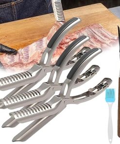 Rib Prep Tool Membrane Remover, Rib Membrane Removal Tool, Stainless Steel BBQ Rib Skinner, Dishwasher Safe BBQ Accessories, Easy Membrane Removal for Grill Masters (3PCS-with Accessories)