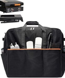 NOELIFE Padded Carry Bag for Blackstone 22 Inch Griddle & 17 Inch Tabletop Griddle with Hood Lid on Stand, 600D Water-resistant Outdoor Grill Carrying Case Fit for Model 1891 & 1814, Black (Bag Only)