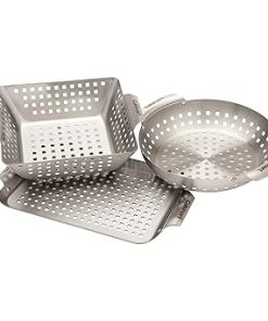 Cuisinart CGT-1103 3-Piece Stainless Steel Grill Topper Cookware Set (Rectangular, Wok, & Round Toppers)