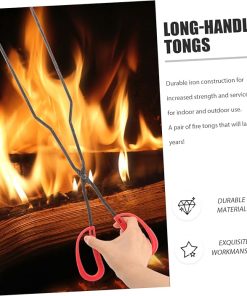 Balacoo 4pcs Fireplace Tong Fire Tongs Fire Pit Accessories Outdoor Tools Log Grabber for Camping Supplies 2