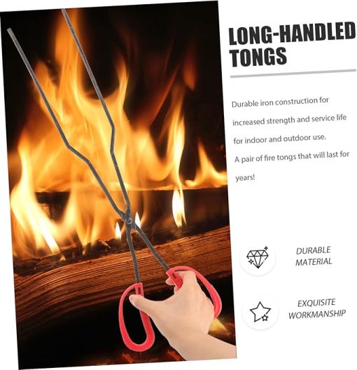 Balacoo 4pcs Fireplace Tong Fire Tongs Fire Pit Accessories Outdoor Tools Log Grabber for Camping Supplies - Image 2