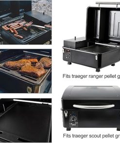 BAC460 Griddle Replacement for Traeger Grill Parts Cast Iron Traeger Ranger TFT18KLD Scout Griddle Parts TFT18PLDO Portable Campfire Grill Flat Top Reversible Cooking Plates 2