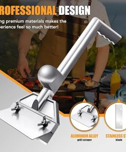 Griddle Scraper with Stainless Steel Replaceable Blades, Long Handle Flat Top Grill Tool, Heavy Duty Aluminum Scraper for Restaurant, Food Truck, Home Kitchen, Commercial Use 2