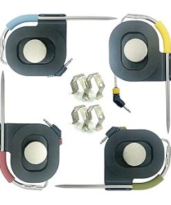 4 PCs of Pro Meat Temperature Probes Replacement for Weber Grills, igrill, Connect Smart Grilling Hub, 4 Washable Grill Food Thermometer Probes with 4 Spool Organizers, 4 Magnets and 4 Probe Clips