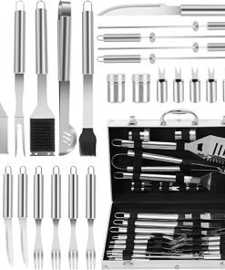 26-Piece BBQ Grill Accessories Set | Ultimate Grilling Tools for Men - Heavy Duty Stainless Steel BBQ Utensils Kit with Aluminum Case & Grill Brush for Dad on Birthday & Christmas
