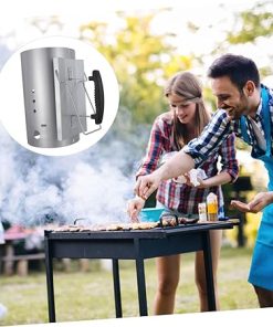 BBQ Tool Barbecue Grill Ignition Barrel Chimney Starter Easy Lighting Newspapers or Light Cubes Clean Cooking 2