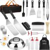 Griddle Accessories Kit, Wchiou 132 PCS Flat Top Grill Accessories for Blackstone and Camp Chef, Professional Grill BBQ Spatula Set with Basting Cover, Spatula, Scraper, Bottle, Tongs, Egg Ring