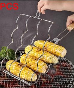 BBQ Foldable Outdoor BBQ Corn Grill with Multifunctional Corn Mesh Clip and Portable Corn Grill Clip Accessories(2PCS) 2