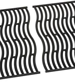 Napoleon S83008 Replacement Porcelainized Nonstick Cast Iron Waved Cooking Grids for Rogue 425 Grills, Black (Set of 2) 2